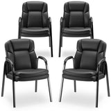 Guest Chairs for Office with Thick Cushions, PU Leather Reception Chairs with Welded Steel Frame