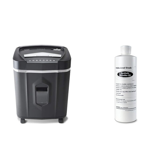 14-Sheet Micro-Cut Paper/CD/Credit Card Shredder and 16 Oz Synthetic Shredder Oil Bottle Aurora
