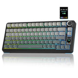 Wireless Mechanical Keyboard with Screen&Knob, Tri-Mode Hot Swappable Gaming Keyboard 75%, Pre-lubed Switches