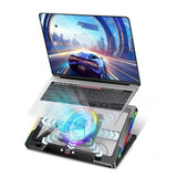 Gaming Laptop Cooling Pad with Movable Fan and Automatic Speed Adjustable by Temperature,Music Sync RGB Light