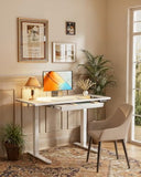 Electric Standing Desk with Drawers, Height Adjustable Desk with 4 Preset Heights,