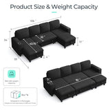 LINSY HOME Sectional Couches for Living Room, 106" U Shape 4 Seats, Black