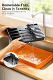 MAD SHARK 2-in-1 Detachable Knife Block & Silverware Organizer, Drawer Knife Holder for 10 Knives, No Knives
