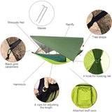 REORANGE Double Camping Hammock with Mosquito Net and Rain Fly – Lightweight 3-in-1 Tent Setup for Outdoor Hiking, Travel, Patio & Backpacking – Portable Hammock for Adults with Tree Straps & Bug Net