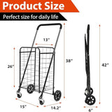 Shopping Cart with 360° Swivel Wheels Folding Utility Cart with Easily Collapsible Cart with Extended Foam Cover