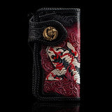 Color fish Fish First layer cowhide Zip Around Wallet Zipper Clutch Purse Coin Card Slots Collection wallet for men