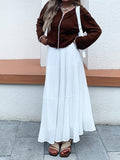 Mieazom Women's Long Sleeve Cardigan Button Down Knit Jackets Open Front Cropped Contrast Color Trim Sweaters Fall Winter Tops Brown S