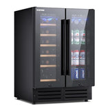 ICEPURE Wine and Beverage Refrigerator 24 Inch, Dual Zone Wine and Beverage Cooler with Glass Door