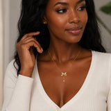 YOIHUR Gold Necklace for Women, Heart Necklace, Gift & Bow Pendant Necklace, Dainty Cubic Zirconia Choker Necklaces, Jewelry for Women,Ideal Gifts for Girlfriend, Wife and Mother（Eternal Bond）