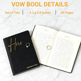 Wedding Vow Books His and Hers - Black & White Hardcover Small Notebook with Gold Foil, Wedding Must Haves Stuff, Bride to be Decorations & Vow Renewal Gifts for Couples 2025(2 Pack, 5.9"x3.9")