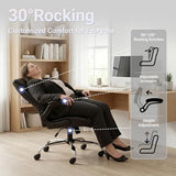 Big and Tall Office Chair for Heavy People, 400LBS High Back Extra Wide Executive PU Leather Office Chair with Flip-Up Armrests, Smooth Caster Wheels, Comfortable Home Office Desk Chair (Black)