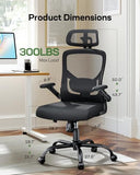 Marsail Ergonomic Mesh Office Chair High Back Desk Chair Adjustable Lumbar Support with Headrest Flip-Up