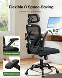 Marsail Ergonomic Mesh Office Chair High Back Desk Chair Adjustable Lumbar Support with Headrest Flip-Up