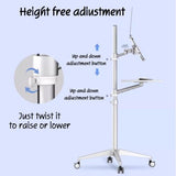 Adjustable Projector Stand with 4 Shelves & Wheels | Height Adjustable Laptop Stand for Office