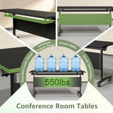 10 Pack Folding Conference Table,Modular Conference Room Table with Wheels,2-60 Person