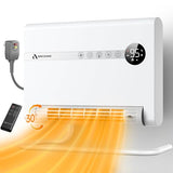 Wall Heater with ALCI Plug, Space Heater for Bedroom, 1500W PTC Fast Heating Electric Heaters for Indoor Use, 30° Oscillation, Adjustable Thermostat, 24H Timer, Desk or Wall Mounted Heater for Office