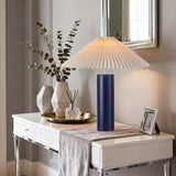 EOEYYOYB Ceramic Table Lamps for Bedroom, Adjustable Shade Lamps for Night Stands, Modern Cylindrical Nightstand Table Lamps, Blue