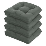 HOMELYSIAN 19x19 Outdoor Chair Cushions Set of 4, Tufted Wicker Patio Furniture Cushions, Thick Outdoor Seat Cushions for Lawn Chairs, Overstuffed and Water Resistant, Grey