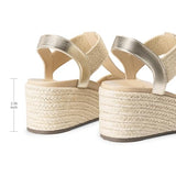 Athlefit Women's Espadrille Platform Wedge Sandals Comfortable Dressy Casual Open Toe Elastic Strap Gold Sandals with Arch Support for Summer Walking Size 5.5