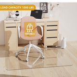 Tcyzest Tempered Glass Chair Mat 60" x 48" - 1/5" Thick, Heavy Duty, Anti-Slip Pads