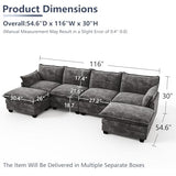 U Shaped Modular Sectional Couch, Comfy Sofa for Living Room