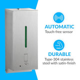 BOBRICK 2013 Stainless Steel Automatic Wall-Mounted Foam Soap Dispenser, Satin Finish, 27-FL oz. 4-1/4” W, 10-17/32” H, 4-7/32” D
