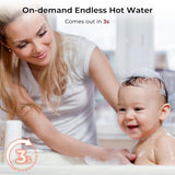 CAMPLUX Tankless Water Heater Electric 11kW 240 Volt, Point-of-Use Digital Display, Electric Instant Hot Water Heater with Self-modulating, Side Water Connection for Easier Installation, White