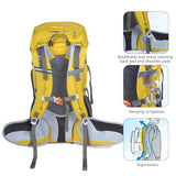 MIVENTO 50L Hiking Backpack - Water-Resistant Nylon Bag with Flap Top, Camping Travel Backpack for Men Women (Yellow)