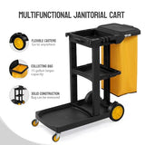 Commercial Traditional Cleaning 3-Shelf Janitorial Cart, 500 Lbs Capacity Housekeeping Cart