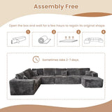 Modular Sectional Sofa No Assembly,165X110 Inch Plush Corduroy Large U Shaped Floor Couch Set with Deep Seat Chaise