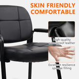 Big & Tall 400 lbs Waiting Room Guest Chair Set of 4, Leather Office Reception Chair No Wheels with Backrest