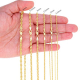 Nuragold 14K Real Yellow Gold Rope Diamond Cut Chain Lightweight Necklace