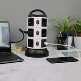 RXXCMD Vertical Power Strip Multiple Tower Socket Surge Protector EU Pluging Outlets with Switchable 1.8m Extension Cable Home Office(3 Layers 11 Outlets)