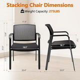 Mesh Back Stacking Guest Chairs,Stackable Waiting Room Arm Chair with Fabric Upholstered for Office