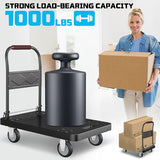 Platform Truck, Foldable Handcart with Swivel Wheel 34"x22" Heavy-Duty Push Dolly Cart