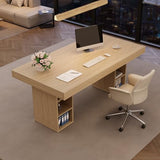 63”Executive Desk with Cabinet Storage, Farmhouse Home Office Desk, Wooden Computer Desk, Oak
