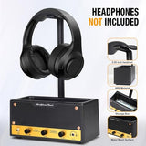 Lesdexzz Headphone Stand with Cable Storage, Display Music Lovers' Decorative Items & Suitable Headphone Holder, Contains 1 Base 1 Support Rod 1 Headrest (Metal Texture Black)