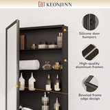 Keonjinn Large Medicine Cabinet Mirror 48 x 32, Black Beveled Frame, 3 Door