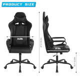 Black Gaming Chair | Ergonomic High Back Desk Chair Racing Style with Lumbar Support, Headrest & Arms