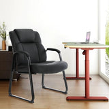 CLATINA Big and Tall Office Chair 500lbs Leather Reception Chair with Bonded Padded Armrest Wide Seat Sled Base Desk Chair
