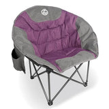 Northroad Folding Compact Camping Moon Chair, Outdoor Padded Saucer Round Chair w/Cup Holder Supports up to 300 lbs for Beach Hiking Fishing Picnic Lawn,Purple&Grey
