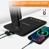 White crown LED Desk Lamp with 15W Wireless Charger & USB Port, Dimmable Table Lamp with 5 Lighting Modes, Sensitive Touch Control