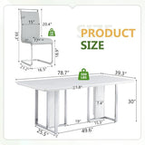 MEMUY 79" Modern Dining Table Set for 8,White Dining Room Table with 8 Light Grey PU Chairs