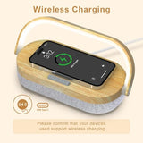 iGaur Nightstand Lamp with Wireless Charger,Unique Gifts for Women 4 in 1 Touch Bedside Lamp,Bluetooth Speaker Lamp