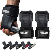 Frelaxy Lifting Wrist Straps, Rubber Weight Lifting Grips with Non-Slip Palm & Wrist Wraps Support for Deadlifts, Pull Ups, Rows (White/Black)