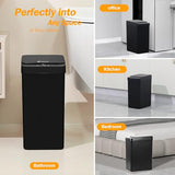 LJIACLEA Black Bathroom Trash Can 2.6 Gallon Motion Sensor Trash Cans Automatic Touchless Garbage Bin