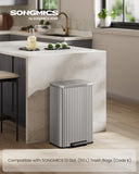 SONGMICS Trash Can, 13 Gallon (50 L) Garbage Can for Kitchen, with Lid, Pedal, and Removable Inner Bucket, Soft Close, Stainless Steel, 15 Trash Bags (Code K) Included, Metallic Silver ULTB586EZ01