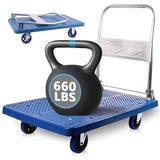 Foldable Push Cart Dolly 660 lbs, Capacity Heavy Duty Moving Platform Trucks Hand Cart with 360