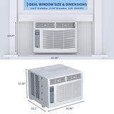 Garvee 6000 BTU Window AC Unit with Remote Control, Cools Rooms up to 250 Sq Ft, 3 Cooling & Fan Speeds Quiet Operation, Digital Display WIFI, Easy Install Kit, for Bedroom, Office