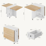 Space Saving Folding Dining Table for 2-4, Farmhouse Foldable Dining Table with Drawer and Storage Shelf